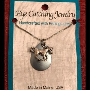 New Eye Catching Jewelry Horse/Blue Fishing Lure Silver Necklace